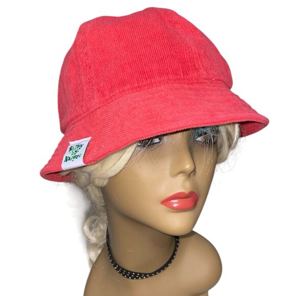 Shiny By Nature Red Corduroy Bucket Hat - Picture 1 of 6